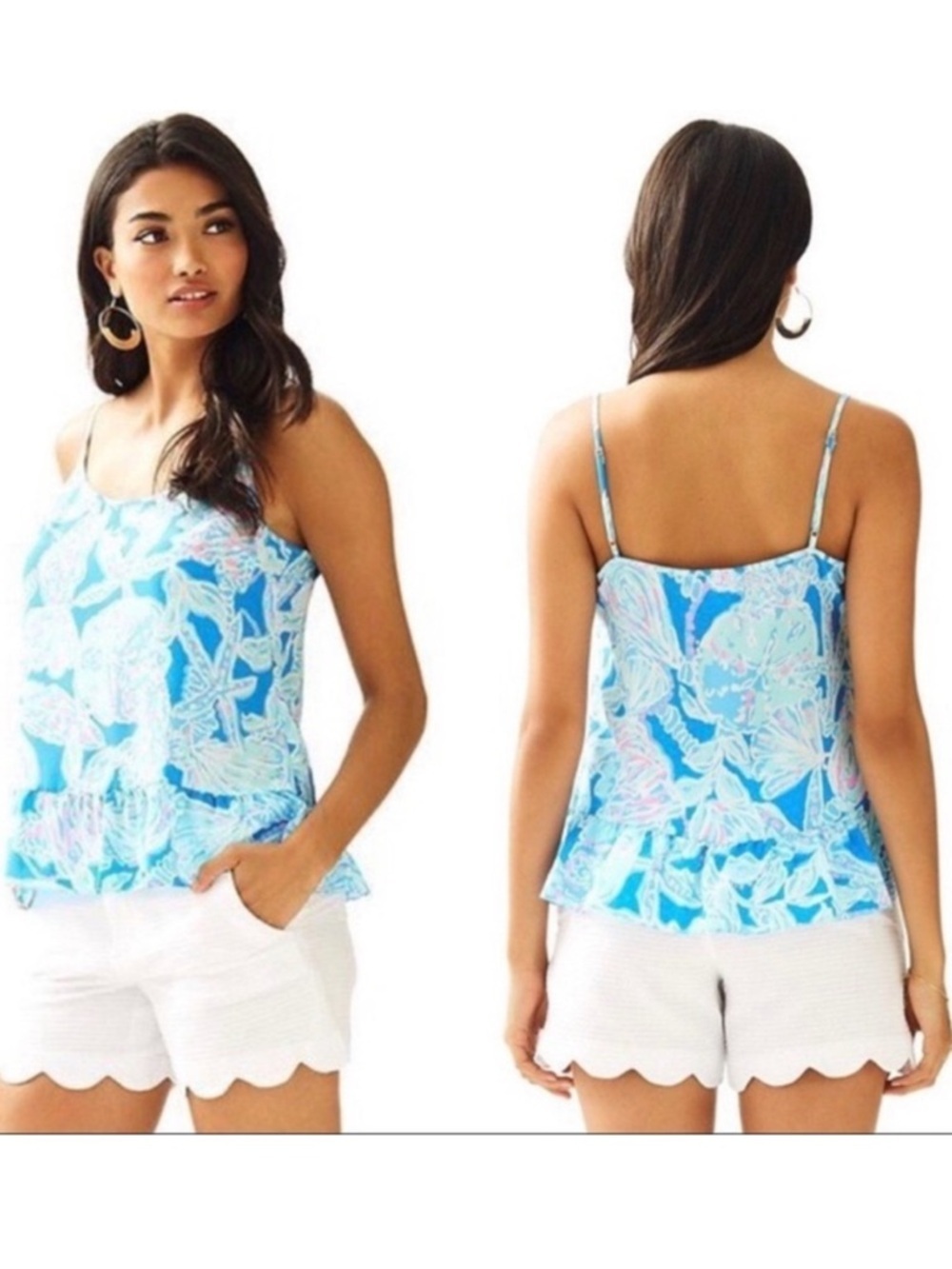 Lilly Pulitzer Pink & Light Blue Shell-Print Cami Top